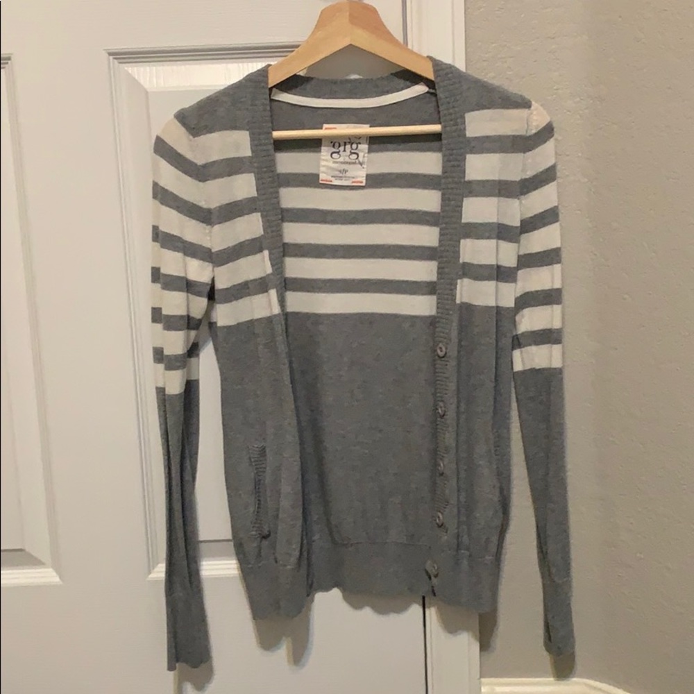 Grey and white cardigan
